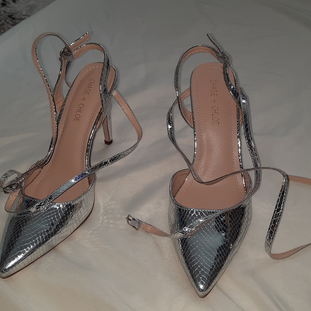 Chase + Chloe Silver  Pointy Toe Shoe